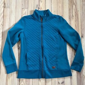 L.L.Bean Teal Quilted Full Zip Jacket Women's Size Medium Mock Neck Athletic